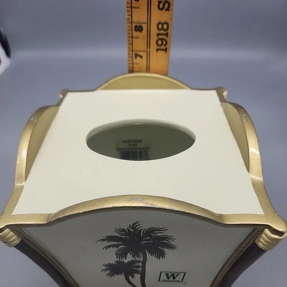Wamsutta Palm Tree Tissue Box Cover Holder Ivory Gold Green Tropical